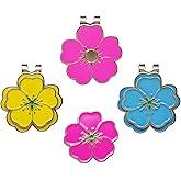 Eshan Golf Ball Marker and Magnetic Golf Hat Clip Set Flower Clover Clips Markers Golf Bag Accessories Gift for Women