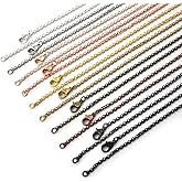 LANBEIDE 40 Packs 10 Colors Brass Necklace Chains 21 Inch Link Cable Chain Necklace with Lobster Clasps Bulk for Jewelry Making