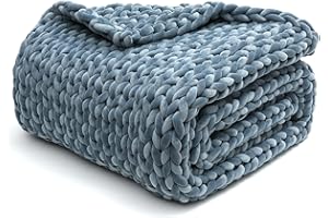 YnM Velvet Weighted Blanket, Handmade Chunky Knitted Design, Soft and Cozy, Temperature Regulating and Breathable, Machine Wa