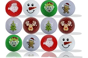 GBM GOLF BALL MANUFACTURERS Christmas Variety 12-Pack Golf Balls: Celebrate The Season with Fun Holiday Imprints •Tree, Elf, Gingerbread, Snowman, Santa, Reindeer!