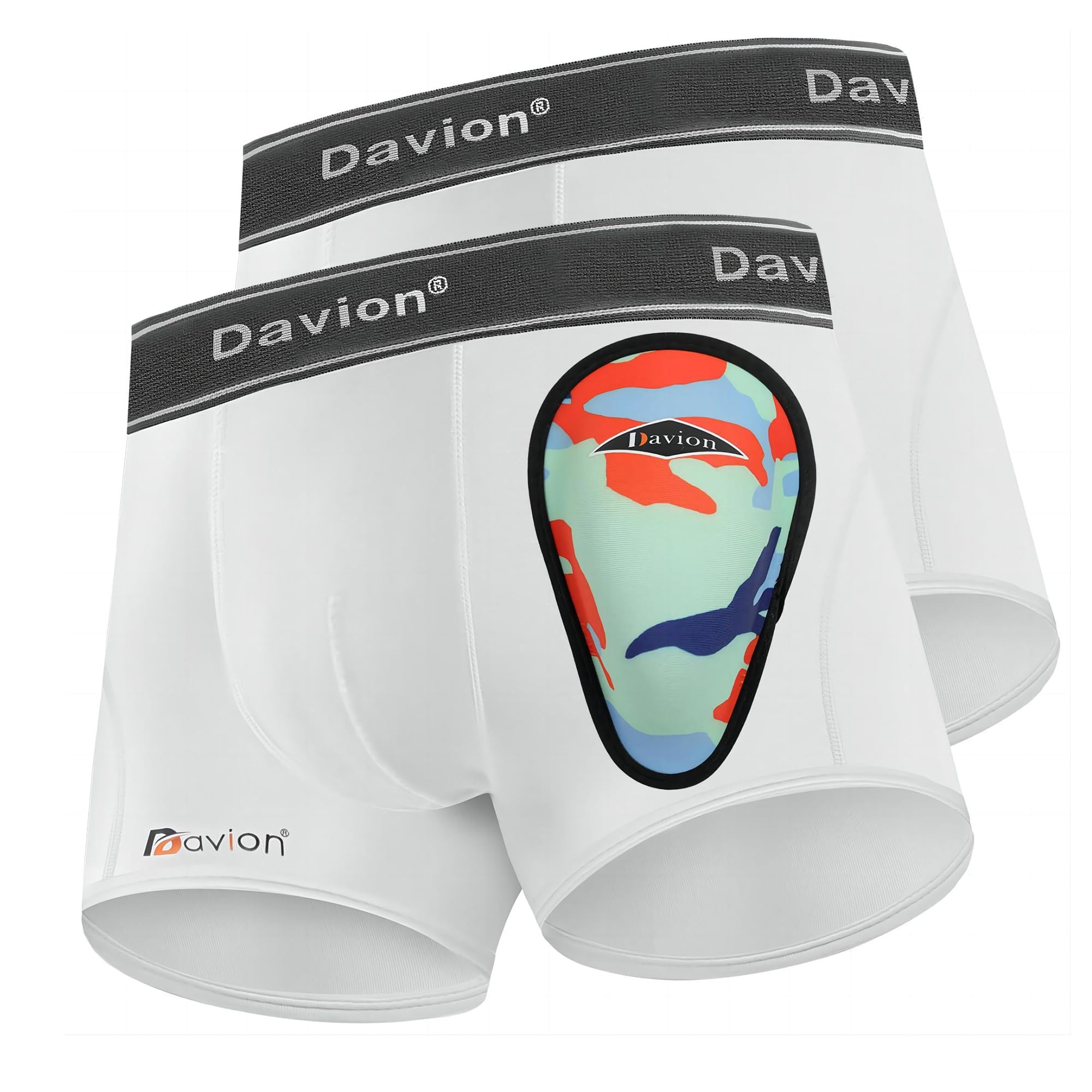 Photo 1 of Davion Baseball Cup Youth Boys Underwear with Protective Athletic Cup for Boys, Soft Sports Protection for Baseball Football 2-Pack (White-XS)