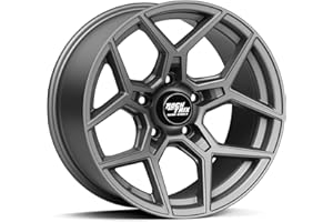RockTrix RT105 17 inch Wheel Compatible with Jeep Wrangler JK JL 17x9 5x5 Wheels (-12mm Offset, 4.5in Backspace) 5x5 PCD, 71.5mm Bore, Gunmetal Gray Wheels, Also fits Gladiator JT Rims