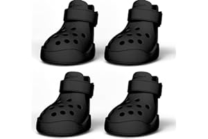 PAWPOSH Dog Shoes: Non-Slip Waterproof Sandals for Hot Pavement, Breathable Perforated Boots, Large/Medium/Small Sizes, Ideal Paw Protector, Outdoor Clog Booties (Black, Size 7)
