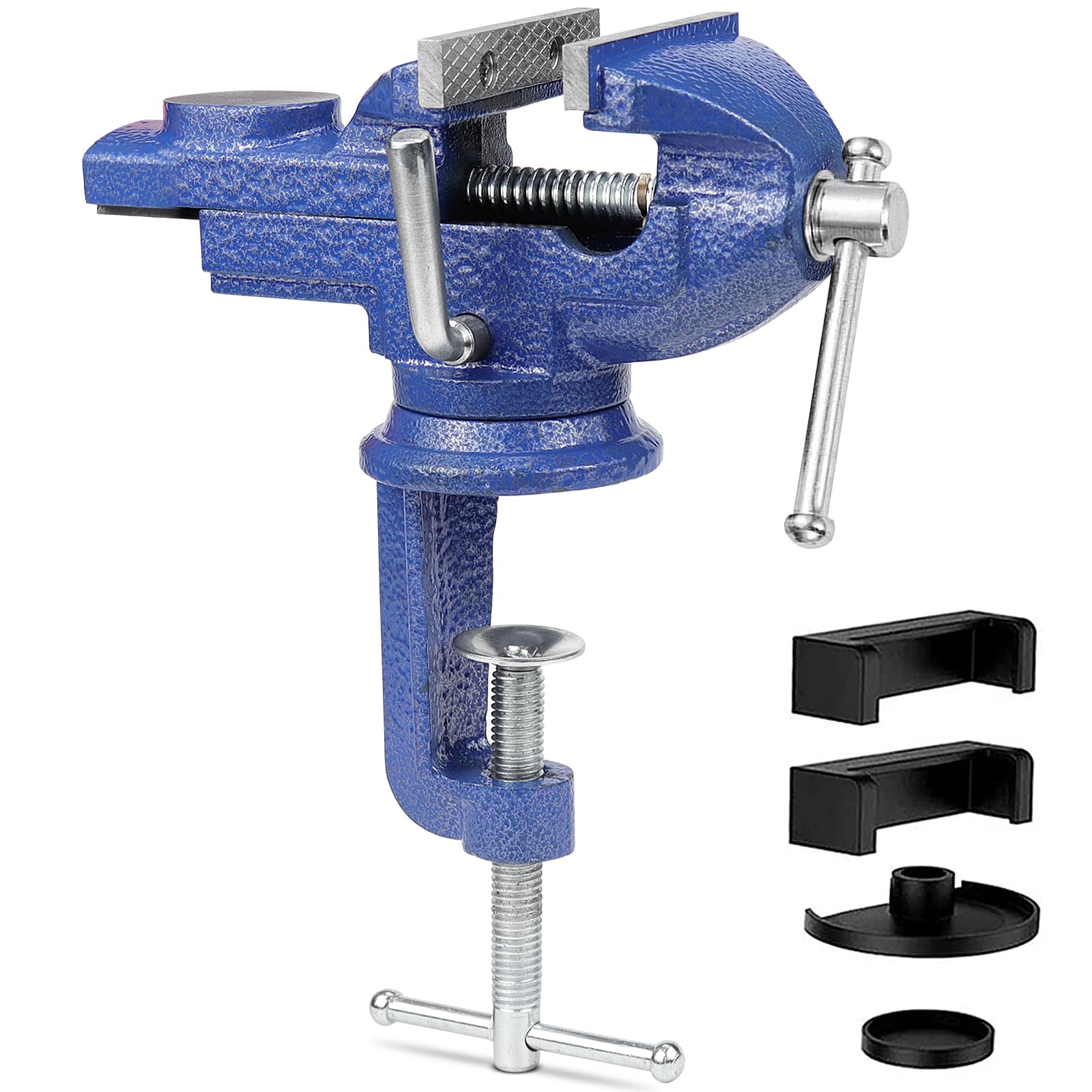 DNGH 360° Vice Rotatable Table Vice with Anvil and Axle, Jaw Width 75 mm Span 70 mm for Workbench Vice Woodworking Drilling Cutting Metalworking