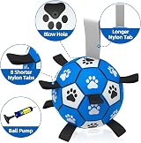 HETOO Interactive Dog Football Toy with Webbing 8 Inch Blue Gray view 3