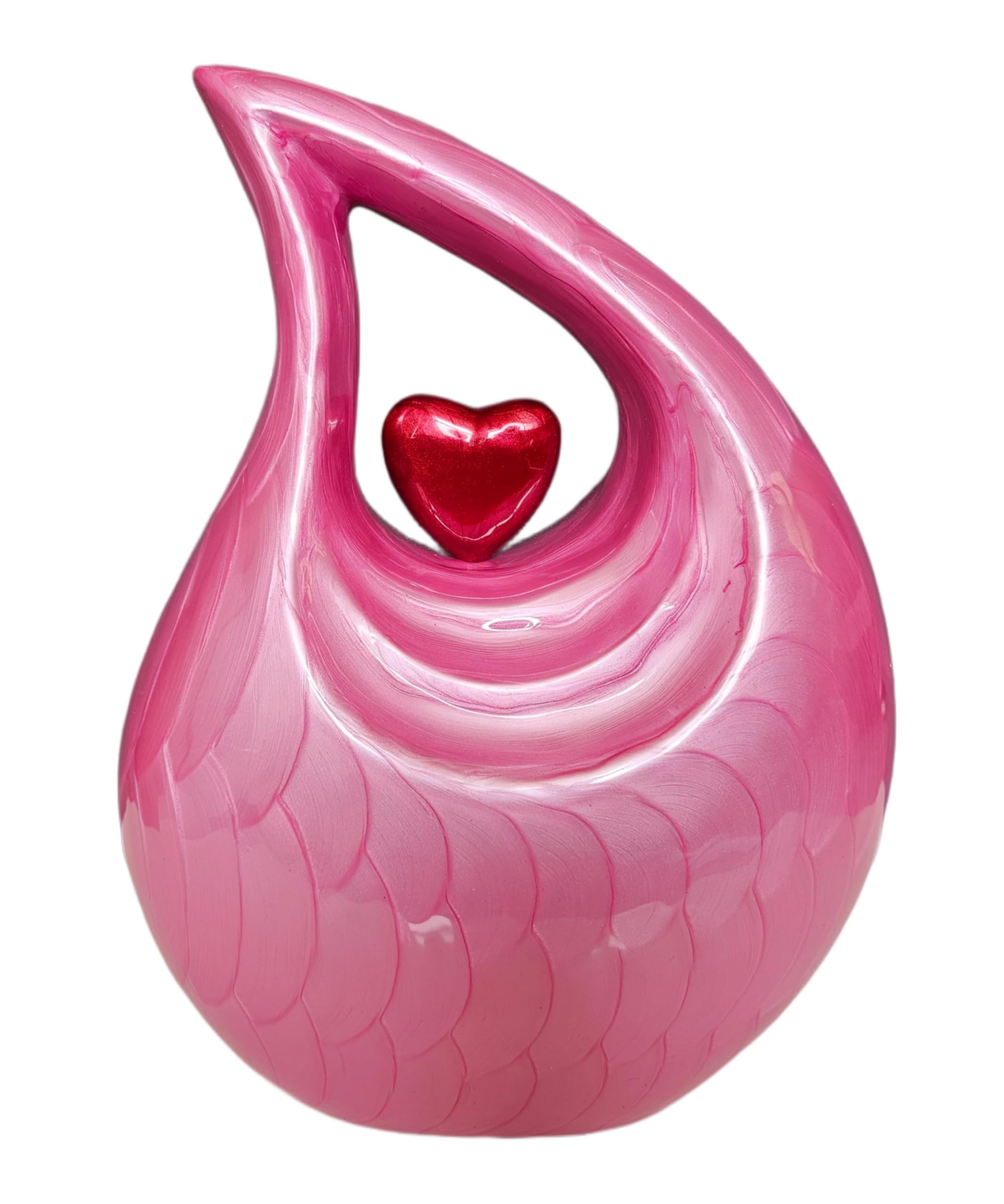 Royal Rapture Urn for ashes Cremation Memorial funeral Teardrop Jar Love Urns decorative Human Adult Child (Pink- Red Heart, 12") RT02-04