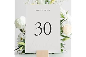 Double Sided Table Numbers 1-30 - Embossed Details, 4x6 Inches, Self-Standing for Wedding & Special Events