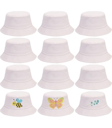Amazon.com: 12 Pack White Bucket Hats Bulk Cotton 