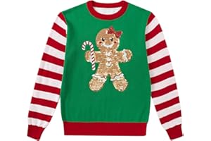westwolf 5-14 Years Girl Sequin Ugly Christmas Knitted Sweaters for Kids