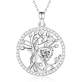 HOH-Tech Tree of Life Necklace for Women 925 Sterling Silver Tree of Life Pendant Collar del Arbol de la Vida Birthstone Jewelry Valentine's Birthday Anniversary Wedding Christmas Mothers Gifts