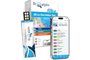 DROPLYTIX Advanced Mobile App Water Testing Kit- 20 in 1 Test Strips for Drinking, Pools & Hot Tubs, Well, Tap Water, pH, Har