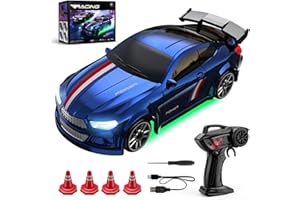 Skidboiz RC Car, 1/64 Stunt Mini RC Drift Car, 2.4GHz 4WD Full Proportional Remote Control Cars, with Lights, 2-Speed Modes, 