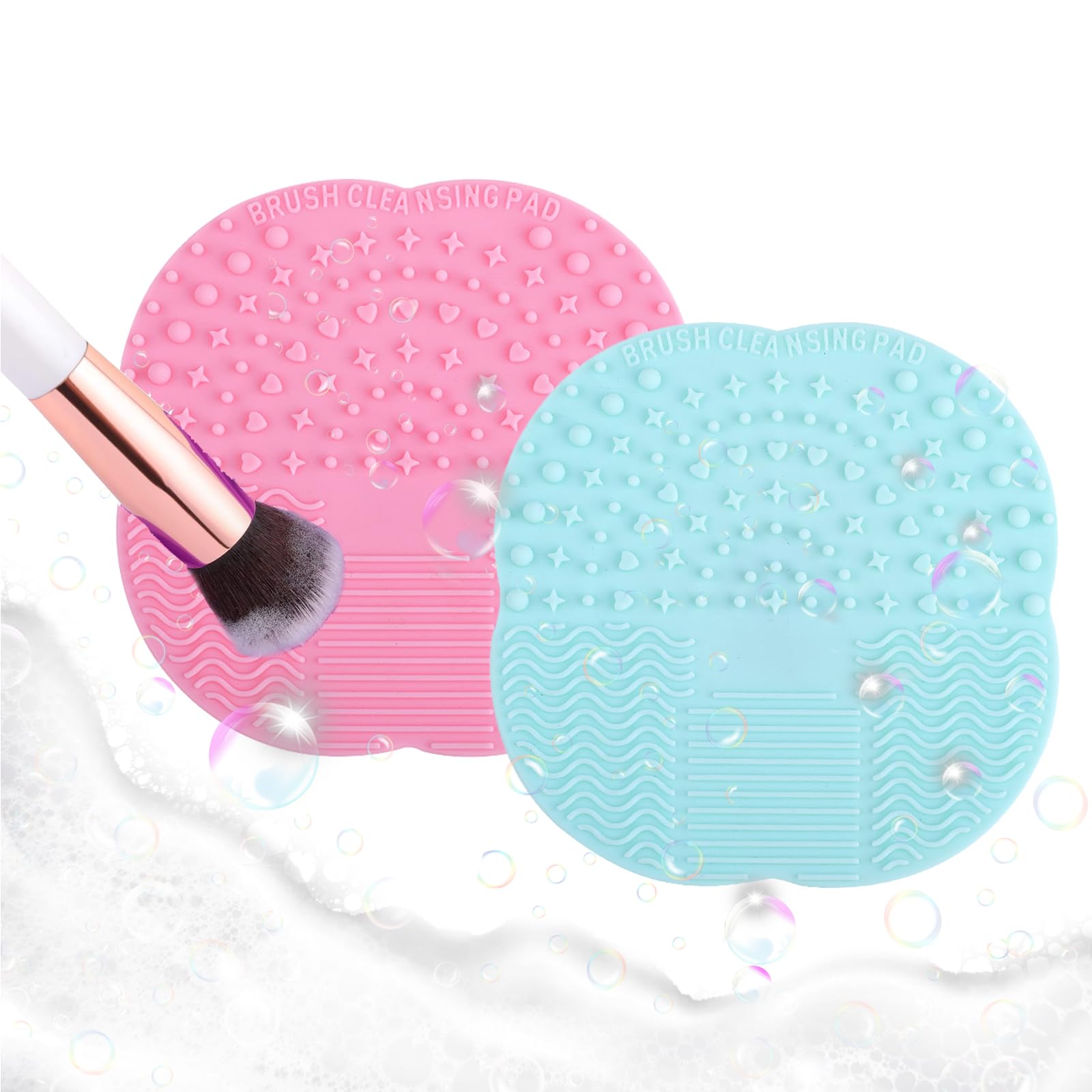 ieron 2Pcs Makeup Brush Cleaning Pad, Upgrade Suction Cup 10cm Portable Silicone Cleaner Mat for Cosmetic Brush