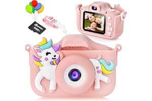 ARNSSIEN Kids Camera for Girls with 32GB Card, HD IPS Eye-Protective Screen Unicorn Kids Selfie Digital Camera with Full-Cover Lens Protection for 3-12 Year Old Girls Christmas Birthday Gift for Girls