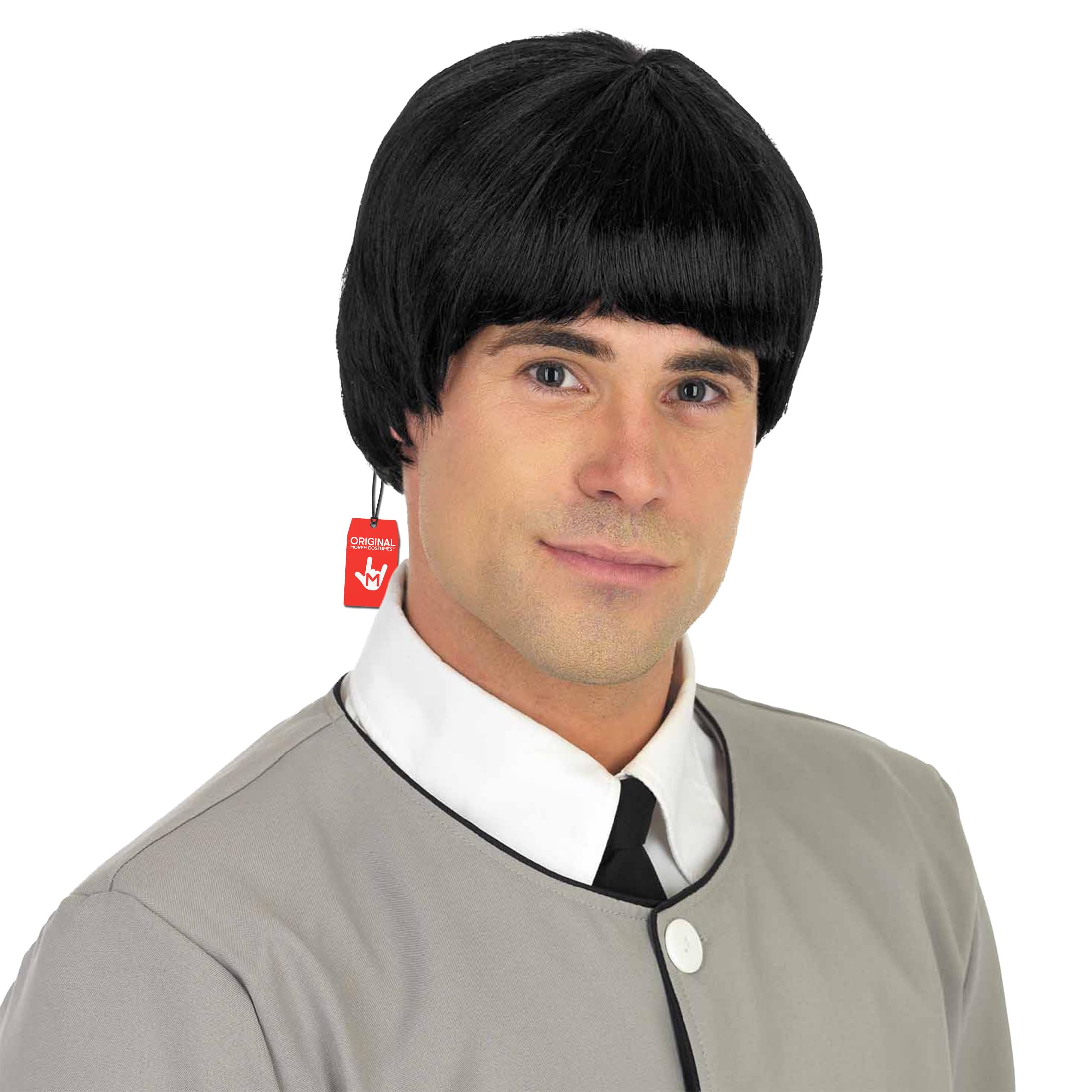 Fun Shack Pop Rock Psychedelic Band 60s Wig for Men, Brown Mens Wig, Short Hair Wigs Men, Black Brown Bowl Cut Wigs One Size