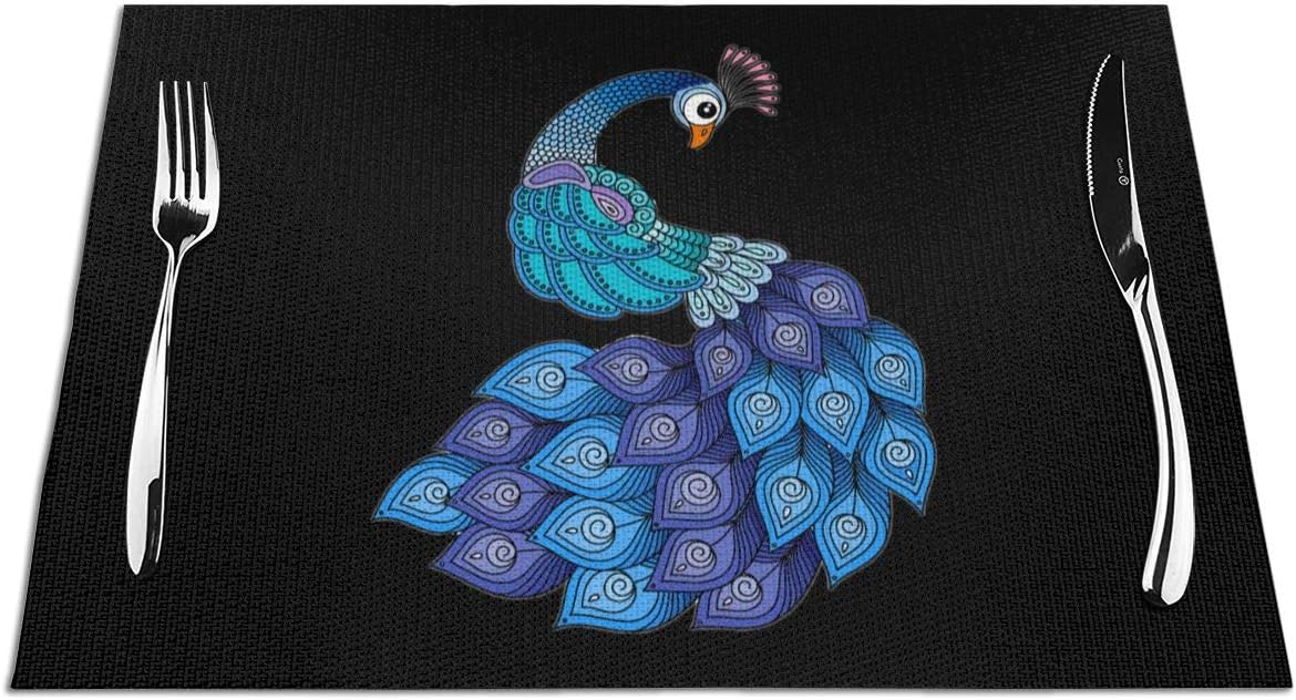 Peacock Blue Woven Placemats for Dining Table Heat