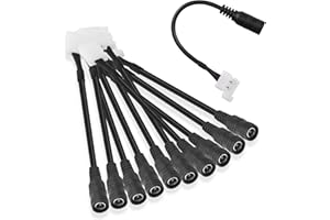 PNGKNYOCN LED Light Strip Solderless Clip Cable DC 5.5mm x 2.1mm Female Plug to 2-Pin 10mm Wide solderless Light Strip Clip f