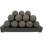 Rasmussen 24 Inch Vent Free Fireballs Burner Kit, NG (AFB24-BL-AFB24-S-B-N) | Natural Gas Burner Kit with Remote Ready Millivolt Safety Pilot, 12 Ventless Smooth Black Spheres, Fireplace Accessories