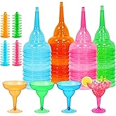 48 Pcs Disposable Margarita Glasses, 12 oz Plastic Party Cocktail Cups, Tall Stemmed Martini Glasses, Cinco De Mayo Party Decorations, Ideal for Cocktails, Cold Drinks, 4 Colors