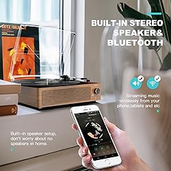 Retro Record Player for Vinyl with Speakers Vintage