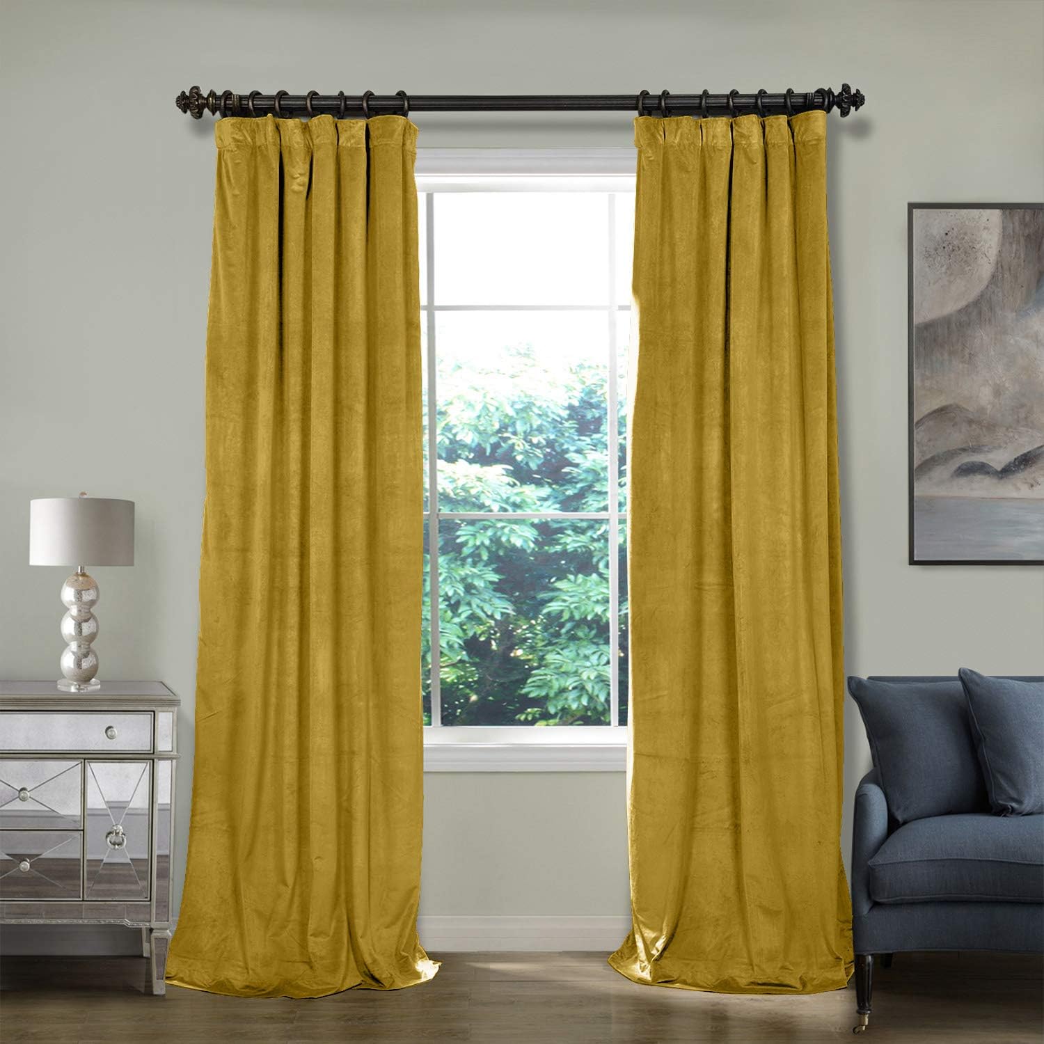 ChadMade Extra Long Velvet Curtain 50W x 120L Inch Soft