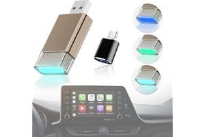 KEROLFFU Mini Wireless Carplay Adapter for Apple iPhone,Plug and Play Easy Setup Automatic Reconnect,Convert Wired to Wireless Car Play Dongle,for Cars from 2016 & iPhone iOS 10+ (USB A) Gold01