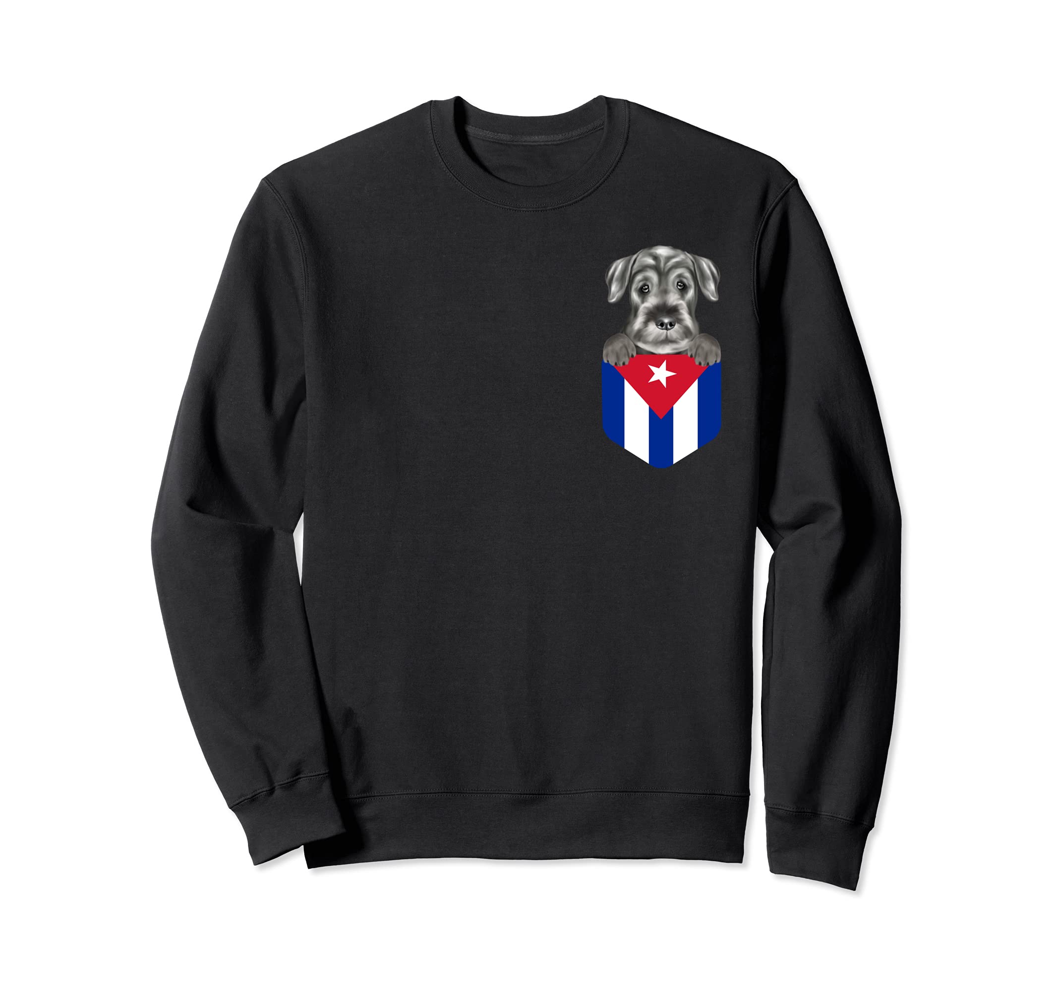 Cuba Flag Standard Schnauzer Dog In Pocket Sweatshirt