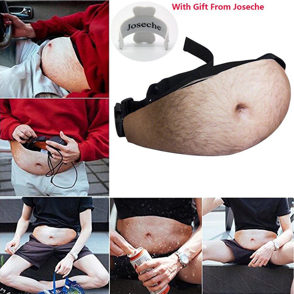 Joseche Dad Bag Fanny Pack Fake Hairy Gut Beer Belly Waist Pack Bag