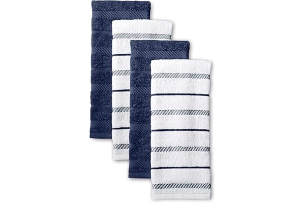 KITCHENAID Albany Kitchen Towel 4-Pack Set, Blue Willow/White, 16"x26"