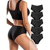 TIICHOO Incontinence Underwear for Women High Waisted Period Panties Heavy Flow Seamless Leakproof Underwear 5 Pack
