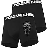 Poekuao Youth Boys Baseball Cup Underwear Kids Football Compression Shorts with Soft Protective Athletic Cup Boxer Brief