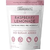 JUST INGREDIENTS Pre-Workout Raspberry Lemonade - Caffeine-Free, BCAA Blend, Beta Alanine - 30 Servings