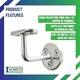 IRONTITE 4x Silver Heavy Duty Handrail Brackets BZP Steel Banister Stair Rail view 4