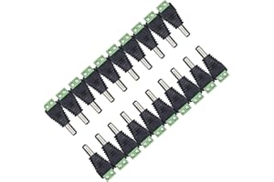 CENTROPOWER 20 Pack DC 12V 5A Male Power Jack Plug Connector 5.5mm X 2.1mm, DC Power Adapter Barrel Connector for LED Light Strip and CCTV Camera