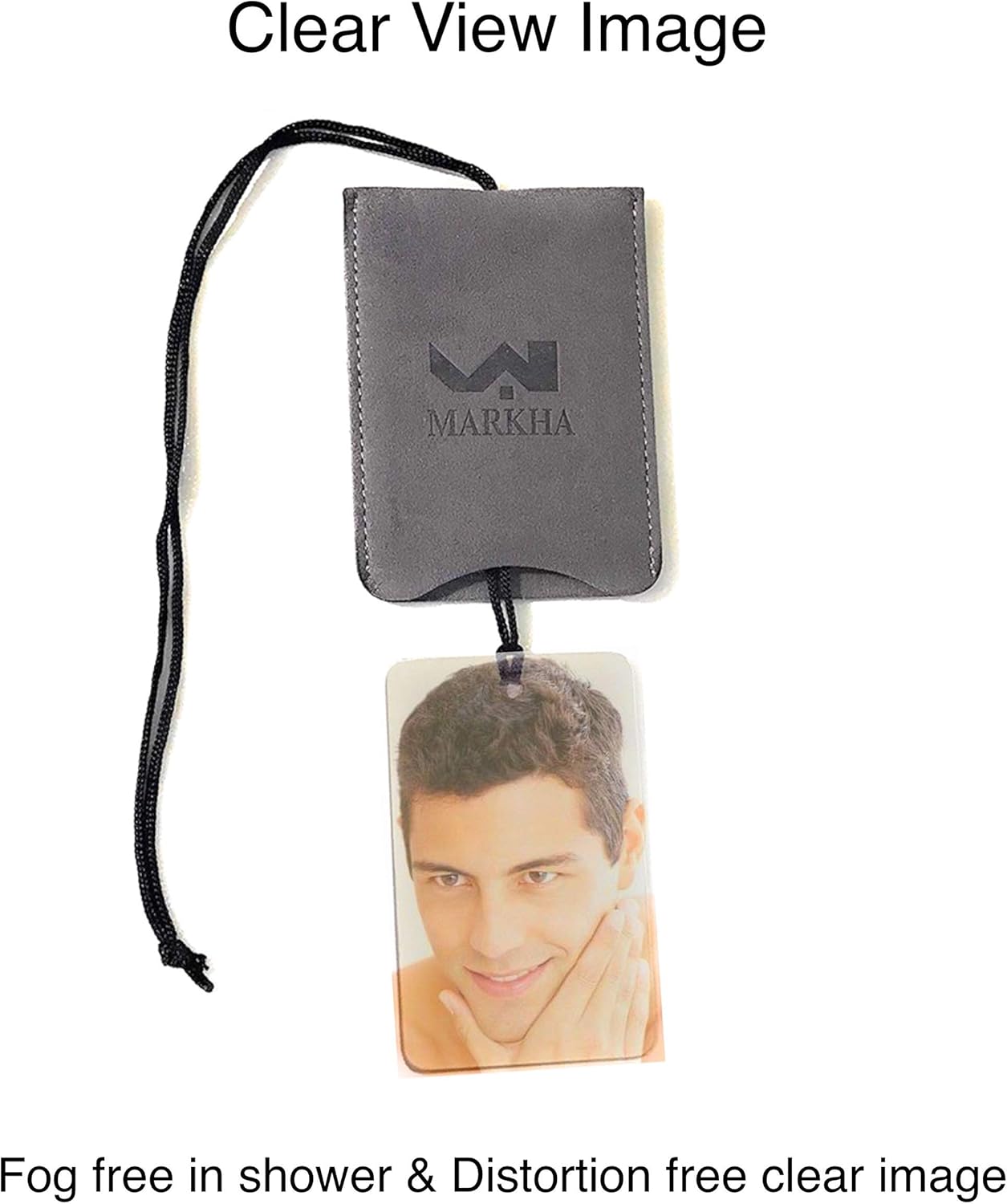 Markha Shower Shaving Mirror Fogless Travel Mirror Small Unbreakable Hanging Mirror with Rope for Camping, Traveling, Backpacking, Locker and Personal Use (Gray): Home & Kitchen