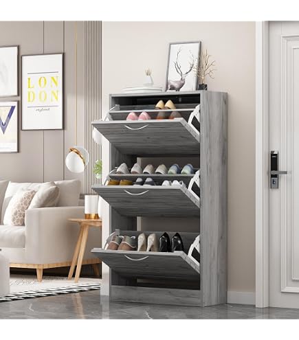 Amazon.com: FUFU&GAGA Wood Shoe Cabinet with 3 Flip Drawers for