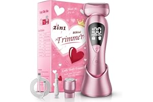 rategist Cordless Electric Razors for Women: Rechargeable Painless Bikini Trimmer for Body Hair - IPX7 Waterproof Shaver with LED Display for Face/Underarm/Leg Light Pink