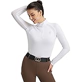 FitsT4 Sports Womens Equestrian Show Shirts UPF50 Long Sleeve Performance Horse Riding Tops with Cooling Mesh Panels