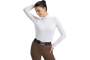 FitsT4 Sports Womens Equestrian Show Shirts UPF50 Long Sleeve Performance Horse Riding Tops with Cooling Mesh Panels