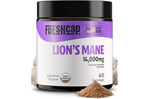 FreshCap Mushrooms Lions Mane Supplement Powder 14,000mg - Lions Mane Extract, Mushroom Supplement for Focus & Memory, Organic Lions Mane Powder (60 Servings)
