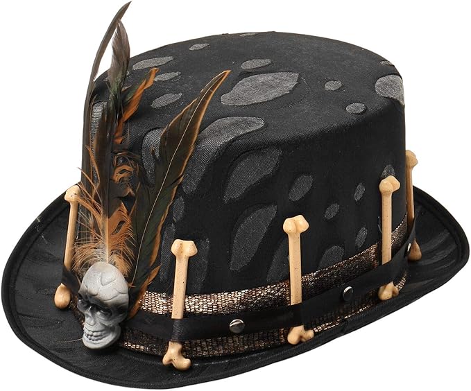 ILOVEMASKS Deluxe Women & Men Feather Voodoo Top Hat