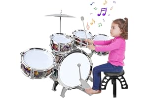 Raimy Kids Drum Set for Toddlers with 5 Piece High Drums, Mini Jazz Drumset Kit Musical Instruments Toy for Age 3 4 5 6 7 8 9 10 11 12 Year Old Boys Girls Baby Children
