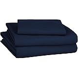 Amazon Basics Soft Microfiber Sheet Set with Elastic Pockets - Twin, Navy
