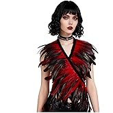 L'VOW Feather Boa Ribbon Punk Gothic Shawl Crow Witch Costume for Halloween