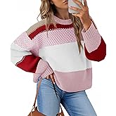 Saodimallsu Womens Color Block Cropped Sweaters 2025 Winter Trendy Casual Oversized Y2k Going Out Striped Pullover Tops
