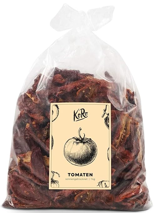Tomaten Getrocknet | Leicht Gesalzen | Ungeschwefelt | 1 kg Vorteilspackung | KoRo | Gemüsechips | getrocknetes Gemüse