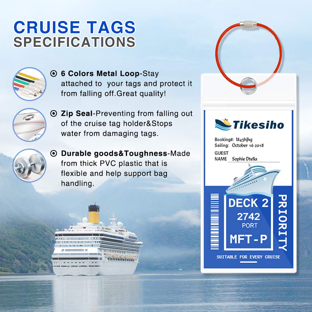Cruise Luggage Tags, Cruise Essentials Holders for Cruise Travel 12 Pack for NCL, Princess, Carnival, Royal Caribbean - Cruise Essentials