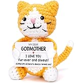 Funny Cat Godmother Gifts from Godchild, Valentines Birthday Gifts for Godmother Godmom from Goddaughter Godson,Small Presents for God Mother God Mom Stuff Things I Love You Godmom Ornament Cute Decor