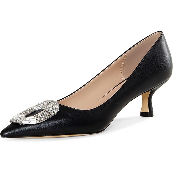 ALLURENANA Women's Glitter Pointed Toe Pumps - Kitten Heel Slip-On Dress Shoes, 2.3 Inch Heel, Silver US6 - View #4