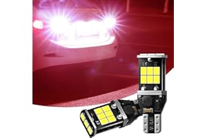 Flygun 2 PCS T15 Car LED Brake Light, 2835-15SMD High Brightness Flash Decoding Reversing Light, Automotive Energy-saving 360° Lighting Accessories, Suitable for Most Car Models (Red)